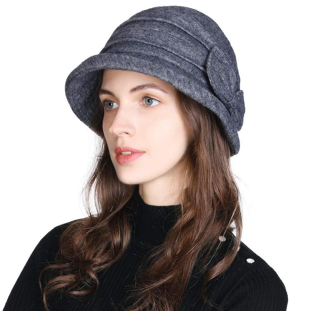 2212 Winter Cloche Bucket Hat Wool Elegant 1920s Vintage Fedora Bowler